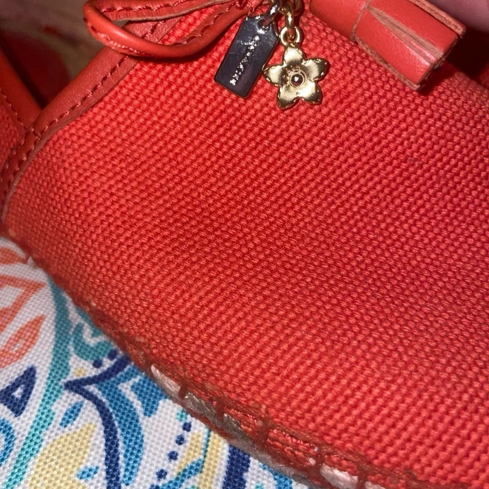 Coach Orange Canvas Espadrille Slippers Women's Size 7 - Picture 2 of 7